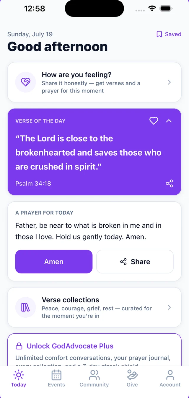 GodAdvocate Today screen
